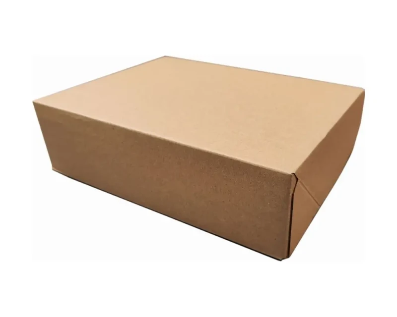 Pudełko o wymiarach 300x220x85mm. Karton wykonany jest z 3-warstwowej, szarej tektury falistej (fala E). Opakowanie posiada dwa paski klejowe oraz zrywkę. Nowoczesna konstrukcja zapewnia szybkie pakowanie.