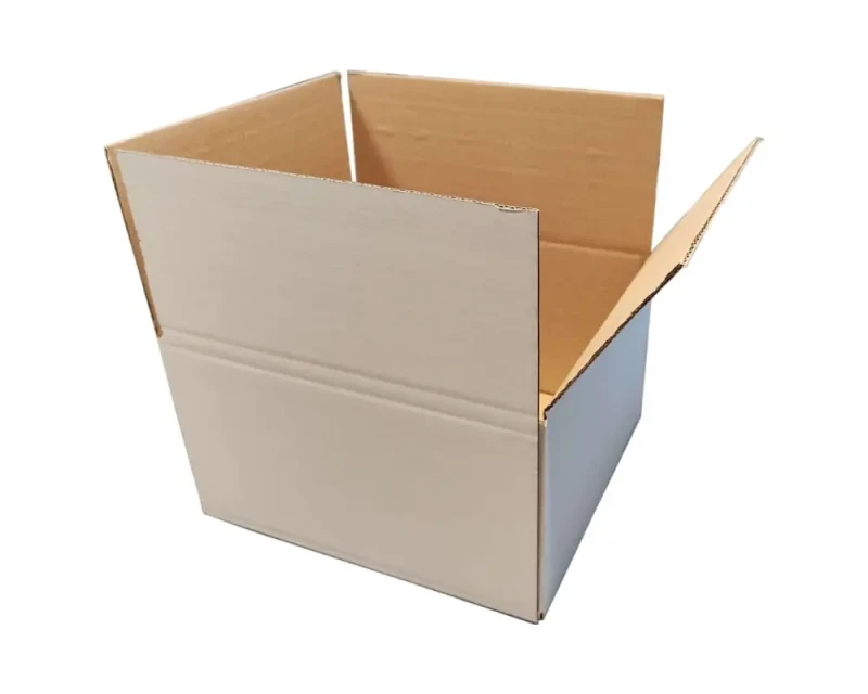 Zewnętrznie bielony karton klapowy o wymiarach 300x270x170 mm, wykonany z 3-warstwowej tektury falistej (fala B) o gramaturze 350 g/m². Wewnątrz karton jest szary. Konstrukcja F201 gwarantuje łatwe składanie i solidną ochronę zawartości.