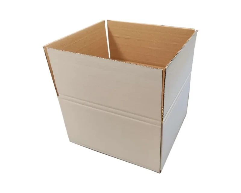 Zewnętrznie bielony karton klapowy o wymiarach 300x270x170 mm, wykonany z 3-warstwowej tektury falistej (fala B) o gramaturze 350 g/m². Wewnątrz karton jest szary. Konstrukcja F201 gwarantuje łatwe składanie i solidną ochronę zawartości.