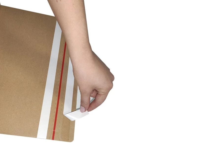 Karton o wymiarach 350x250x75mm wykonany z 3-warstwowej szarej tektury. Opakowanie posiada automatyczne dno oraz dwa paski klejowe i zrywkę.