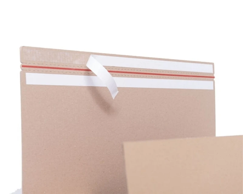 Karton o wymiarach 350x250x75mm wykonany z 3-warstwowej szarej tektury. Opakowanie posiada automatyczne dno oraz dwa paski klejowe i zrywkę.