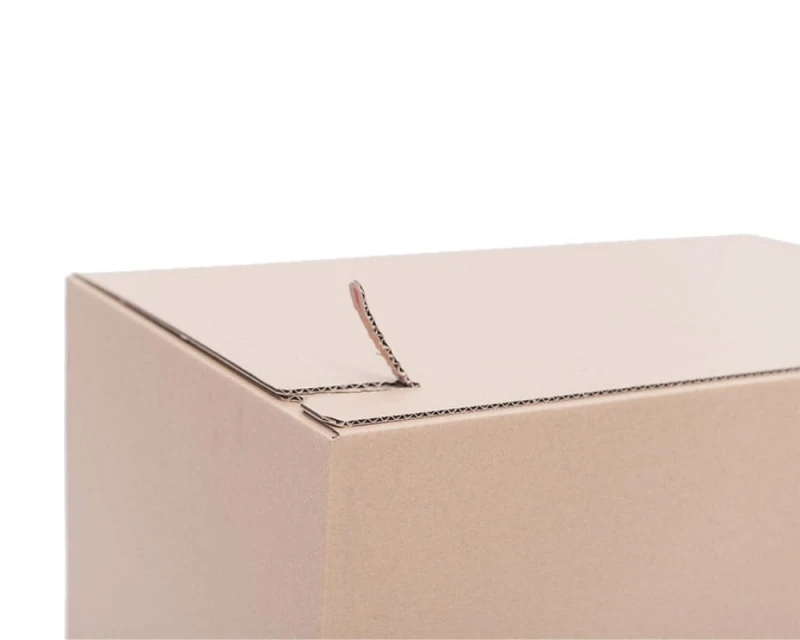 Karton o wymiarach 350x250x75mm wykonany z 3-warstwowej szarej tektury. Opakowanie posiada automatyczne dno oraz dwa paski klejowe i zrywkę.