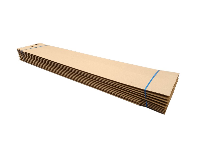 Kwadratowa tuba kartonową o wymiarach 100x100x960 mm, wykonana z szarej tektur, fala B. Wyposażona w dwa paski klejowe i perforację do łatwego otwierania, umożliwia szybkie zamknięcie i wygodne użytkowanie bez dodatkowej taśmy.