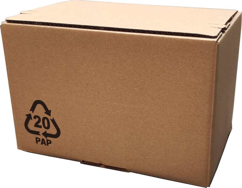 Karton e-commerce o wymiarach 295x197x200mm wykonane z szarej pięciowarstwowej tektury falistej (fala EB, gramatura 686 g/m²). Posiada automatyczne dno, na górnej klapie są dwa paski klejowe i zrywkę. W lewym dolnym rogu jest nadruk symbolu PAP20.
