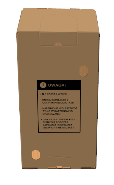 Petainer, Solidny karton o wymiarach 300x300x580 mm, wykonany z wysokiej jakości tektury (fala EB, gramatura 675 g/m²). Karton klapowy w szaro-szarym kolorze z jednokolorowym nadrukiem piktogramów.
