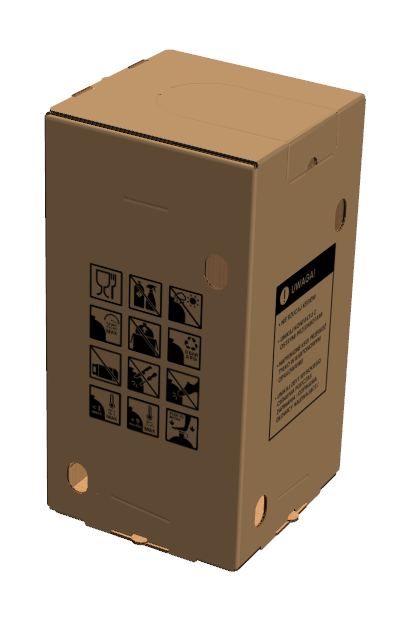 Petainer, Solidny karton o wymiarach 300x300x580 mm, wykonany z wysokiej jakości tektury (fala EB, gramatura 675 g/m²). Karton klapowy w szaro-szarym kolorze z jednokolorowym nadrukiem piktogramów.