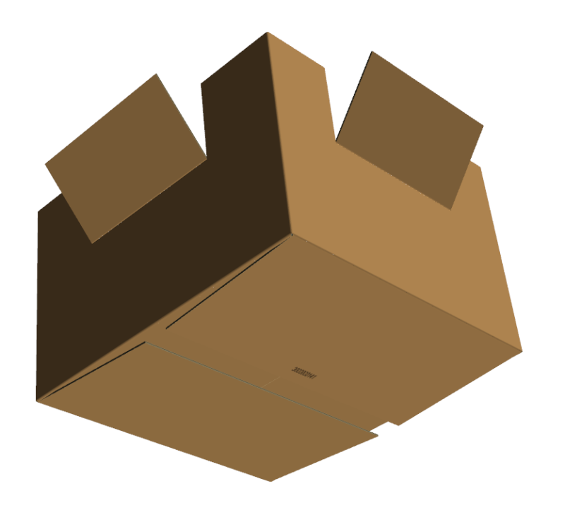 Wytrzymały karton klapowy FEFCO 200 o wymiarach 1250x1150x823 mm, wykonany z 5-warstwowej tektury falistej typu BC (gramatura 770 g/m²) w naturalnym szarym kolorze. Posiada dwa perforowane okienka inspekcyjne.