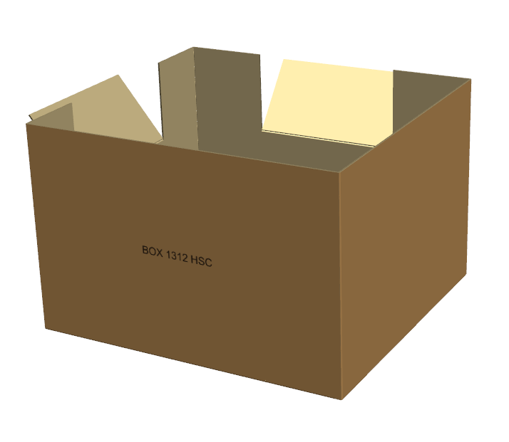 Wytrzymały karton klapowy FEFCO 200 o wymiarach 1250x1150x823 mm, wykonany z 5-warstwowej tektury falistej typu BC (gramatura 770 g/m²) w naturalnym szarym kolorze. Posiada dwa perforowane okienka inspekcyjne.