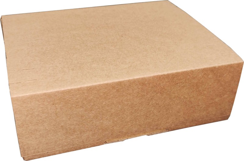 Zdjęcie przedstawia karton z automatycznym dnem i paskiem klejowym idealny do wysyłki w paczkomatach. Widoczne jest starannie wykonane opakowanie w naturalnym kolorze tektury. Konstrukcja umożliwia szybkie złożenie bez użycia taśmy.