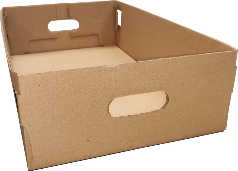 Solidna, 3-warstwowa tacka tekturowa o wymiarach 535x300x130 mm, wykonana z trwałej szaro-szarej tektury (gramatura 455 g/m²). Estetyczne i wielofunkcyjne opakowanie.