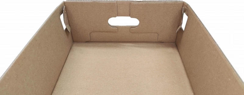 Solidna, 3-warstwowa tacka tekturowa o wymiarach 535x300x130 mm, wykonana z trwałej szaro-szarej tektury (gramatura 455 g/m²). Estetyczne i wielofunkcyjne opakowanie.