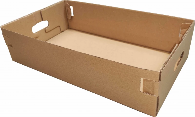 Solidna, 3-warstwowa tacka tekturowa o wymiarach 535x300x130 mm, wykonana z trwałej szaro-szarej tektury (gramatura 455 g/m²). Estetyczne i wielofunkcyjne opakowanie.