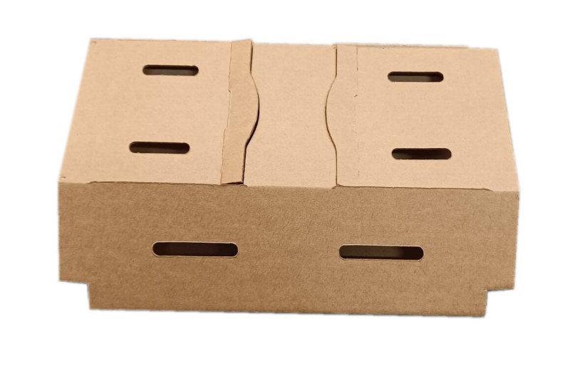 Estetyczny i trwały koszyczek tekturowy 270x112x80 mm do pakowania świeżych owoców, takich jak maliny, borówki czy truskawki. Wykonany z 3-warstwowej tektury z pokryciem kraftowym – lekki, ekologiczny i wygodny w przenoszeniu.