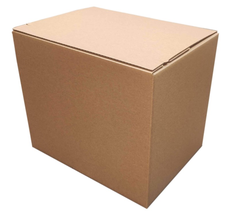 Karton z automatycznym dnem i paskami klejowymi 350x260x300 mm, szary, fasonowy FEFCO 701M – idealny do paczkomatów i sklepów internetowych.