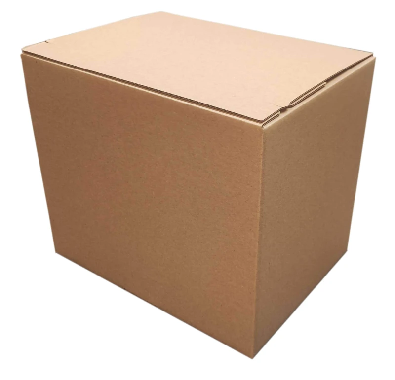 Karton z automatycznym dnem i paskami klejowymi 350x260x300 mm, szary, fasonowy FEFCO 701M – idealny do paczkomatów i sklepów internetowych.