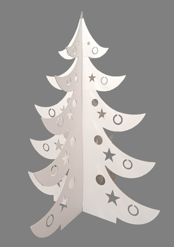 choinka tekturowa, dekoracja świąteczna, tektura falista, ekologiczne dekoracje, choinka kartonowa, ozdoby świąteczne, choinka 3D, dekoracje z tektury