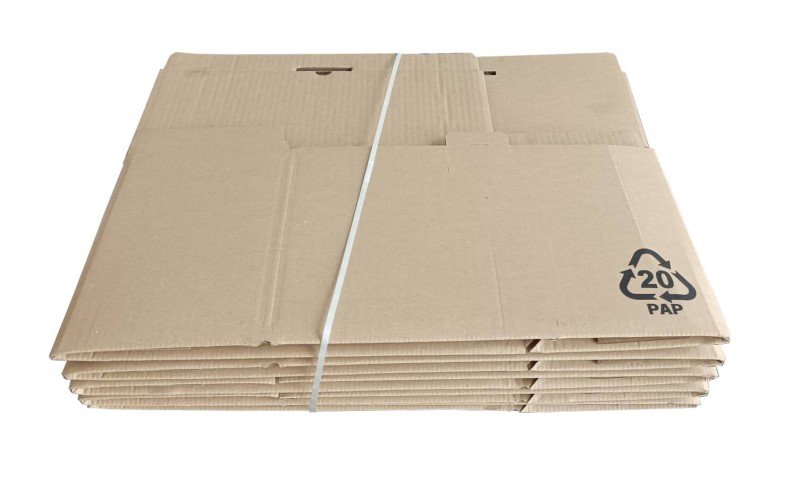 Karton fasonowy 340x150x225 mm z 5-warstwowej tektury EB w kolorze szarym. Zaprezentowany w formie złożonej, pokazuje solidną konstrukcję, estetyczne wykończenie i linie bigowania ułatwiające składanie. Idealny do pakowania i wysyłek.