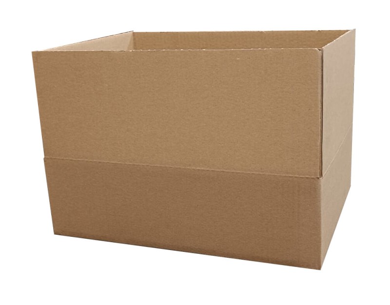 Karton z automatycznym dnem 390x295x125 mm w kolorze szarym, wykonany z trwałej 3-warstwowej tektury. Na zdjęciu widoczne jest solidne, estetyczne pudełko o prostokątnym kształcie, przygotowane do szybkiego składania i pakowania.