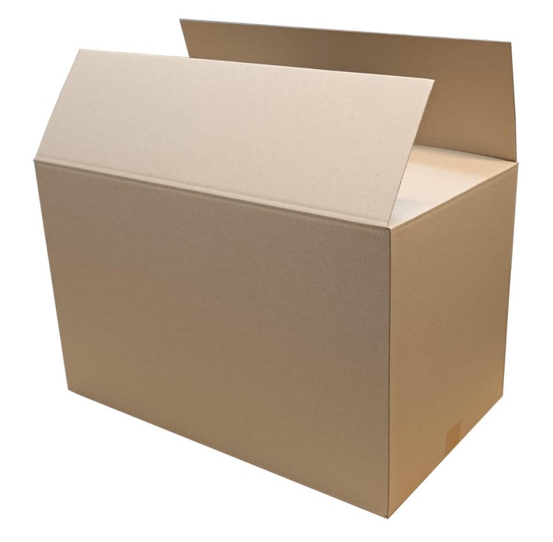 Przestronny karton klapowy o wymiarach 640x380x410 mm, wykonany z 3-warstwowej tektury (fala B) o gramaturze 410 g/m². Karton ma klasyczny szary kolor i spełnia wymagania gabarytu C paczkomatów InPost.