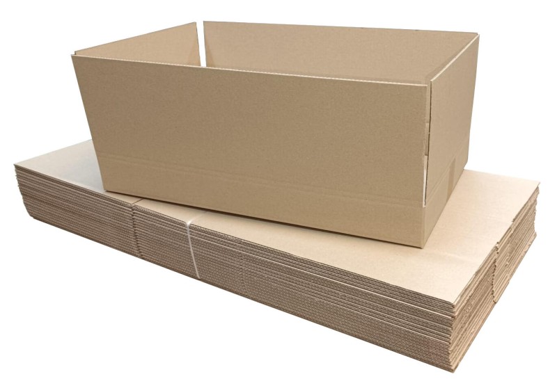 Szary karton klapowy o wymiarach 640x380x80mm, wykonany z 3-warstwowej tektury (fala B) o gramaturze 410 g/m².