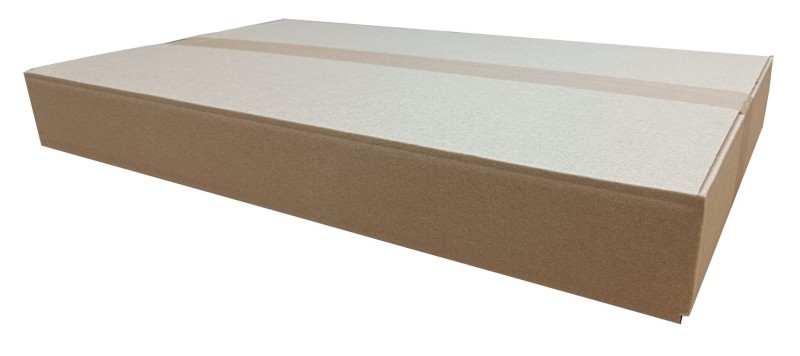 Szary karton klapowy o wymiarach 640x380x80mm, wykonany z 3-warstwowej tektury (fala B) o gramaturze 410 g/m².