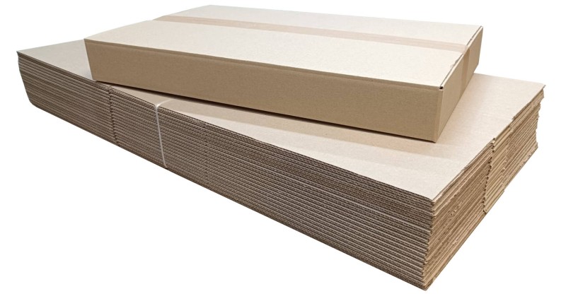 Szary karton klapowy o wymiarach 640x380x80mm, wykonany z 3-warstwowej tektury (fala B) o gramaturze 410 g/m².