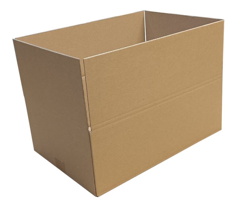 Szary karton klapowy o wymiarach 500x350x190mm. Wykonany z 3-warstwowej tektury falistej (fala B) o gramaturze 410 g/m². Opakowanie posiada klasyczna konstrukcję F201