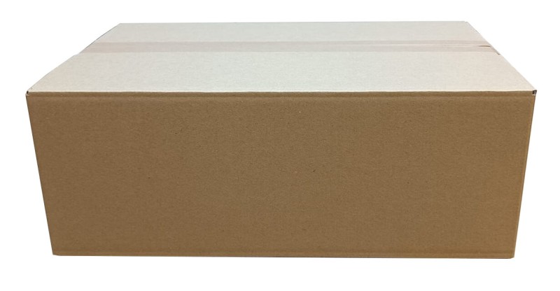 Szary karton klapowy o wymiarach 500x350x190mm. Wykonany z 3-warstwowej tektury falistej (fala B) o gramaturze 410 g/m². Opakowanie posiada klasyczna konstrukcję F201