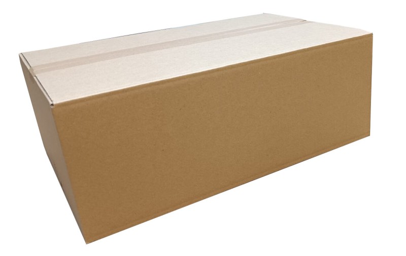 Szary karton klapowy o wymiarach 500x350x190mm. Wykonany z 3-warstwowej tektury falistej (fala B) o gramaturze 410 g/m². Opakowanie posiada klasyczna konstrukcję F201