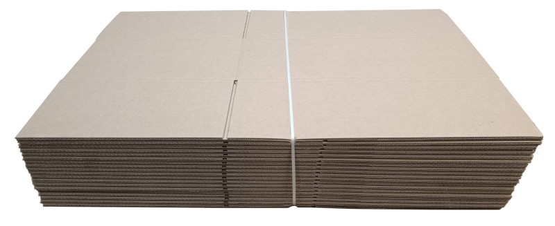 Szary karton klapowy o wymiarach 500x350x190mm. Wykonany z 3-warstwowej tektury falistej (fala B) o gramaturze 410 g/m². Opakowanie posiada klasyczna konstrukcję F201