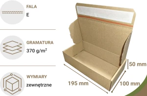 Karton fasonowy z paskiem klejowym 195x100x50 mm 500 szt. 370g/m2