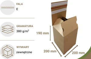 Karton z automatycznym dnem i paskami klejowymi 200x200x190 mm 20 szt. 380g/m2