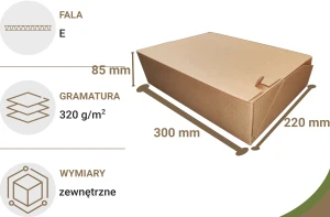 Karton e-commerce z paskami klejowymi 300x220x85mm 1000szt. 320g/m2
