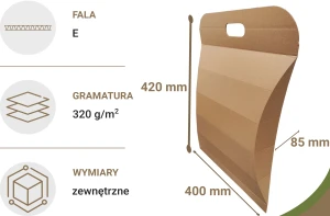 Torba kartonowa wysyłkowa szara 420x400x85 mm 150 szt. 320g/m2