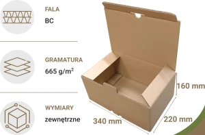 Opakowanie fasonowe 340x220x160 mm 20 szt. 665g/m2