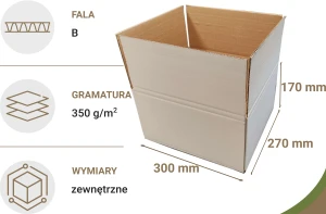 Karton klapowy biały 300x270x170mm 1200 szt. 350g/m2