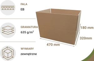 Karton klapowy 470x320x180 mm 20 szt. 635g/m2