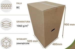 Karton klapowy przeprowadzkowy 520x480x900 mm 10 szt. 1060g/m2