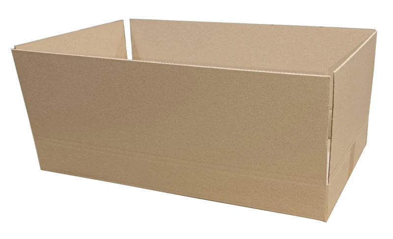 Szary karton klapowy o wymiarach 640x380x80mm, wykonany z 3-warstwowej tektury (fala B) o gramaturze 410 g/m².