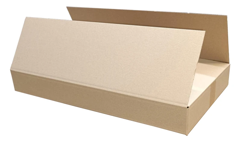 Szary karton klapowy o wymiarach 640x380x80mm, wykonany z 3-warstwowej tektury (fala B) o gramaturze 410 g/m².