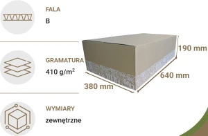 Karton klapowy 640x380x190 mm z dwustronnym nadrukiem 20 szt. 410g/m2