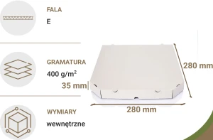 Karton na pizzę, pudełko na pizze białe 285x285x35 mm 50 szt. 400g/m2