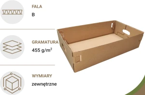 Tacka 3-warstwowa szara 535x300x130 mm 1200 szt. 455g/m2