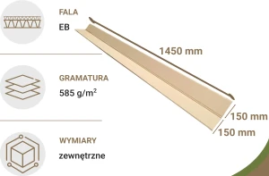 Narożnik, kątownik tekturowy szary 80 szt. 1450x300mm 585g/m2