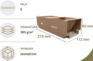 Koszyczek, nosidełko, kobiałka, łubianka 270x112x80 mm 4680szt. 385g/m2