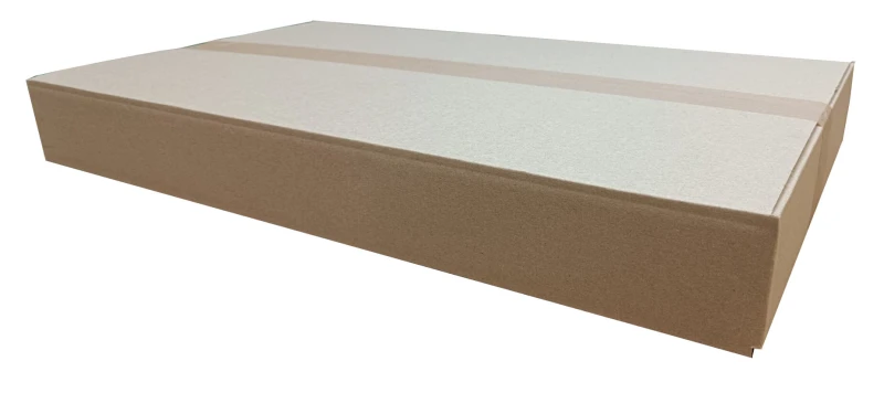 Szary karton klapowy o wymiarach 640x380x80mm, wykonany z 3-warstwowej tektury (fala B) o gramaturze 410 g/m².