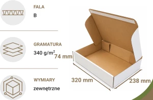 Karton e-commerce z paskiem klejowym 320x238x74mm 340g/m2 20szt.