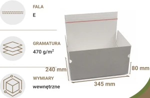 Karton z automatycznym dnem i paskiem klejowym 345x240x80 mm E/470g/m2 20 szt.