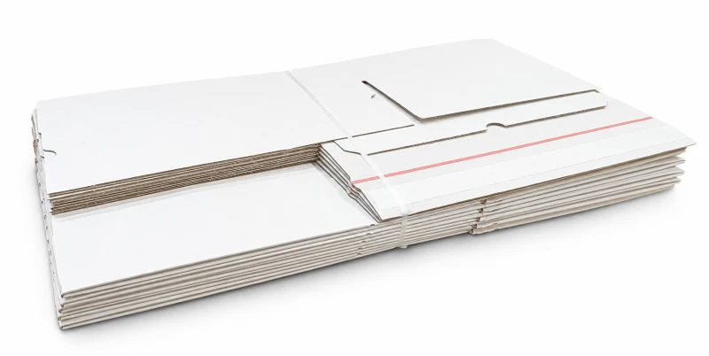 Karton o wymiarach 345x240x80mm wykonany z 3-warstwowej bielonej tektury. Opakowanie posiada automatyczne dno oraz pasek klejowy i zrywkę.