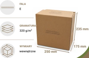 Karton z automatycznym dnem i nadrukiem 250x175x235 mm E/320g/m2 20 szt.